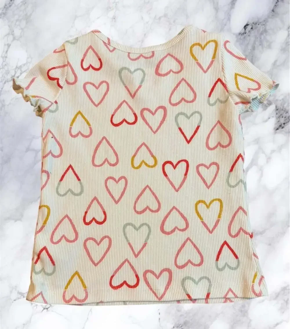 Cat‎ & Jack Toddler Outfit 18M Yellow Pinafore Dress Heart Print Shirt Set